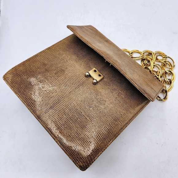 Vintage Accordion Tan Lizard Purse Secret Compartment With Extra Accessories. - Picture 7 of 16